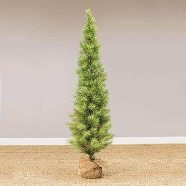 Slim Long Needle Pine Tree w/Burlap Base, 6 ft. - The Fox Decor